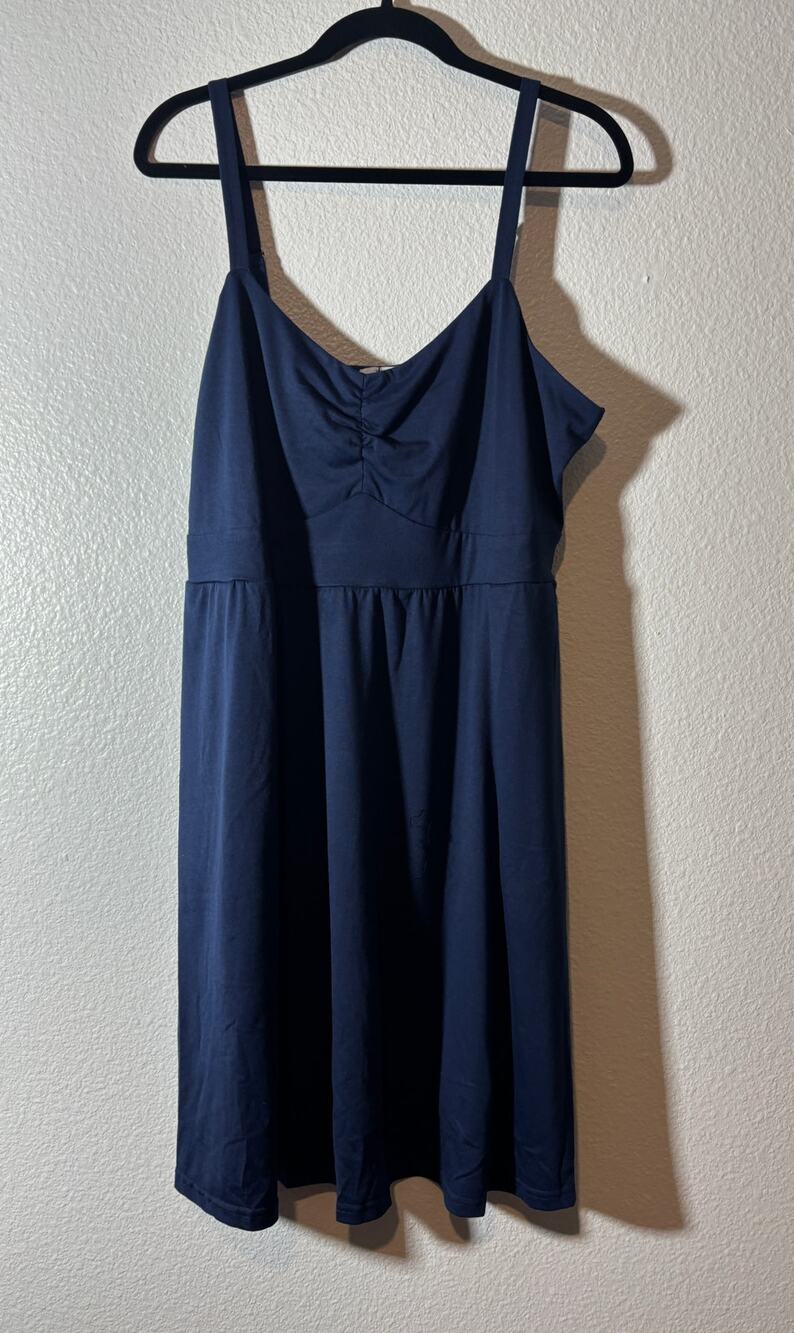 Pinup Fashion NWT Women's Size 16W Blue Ruched Bodice Sleeveless Midi Dress
